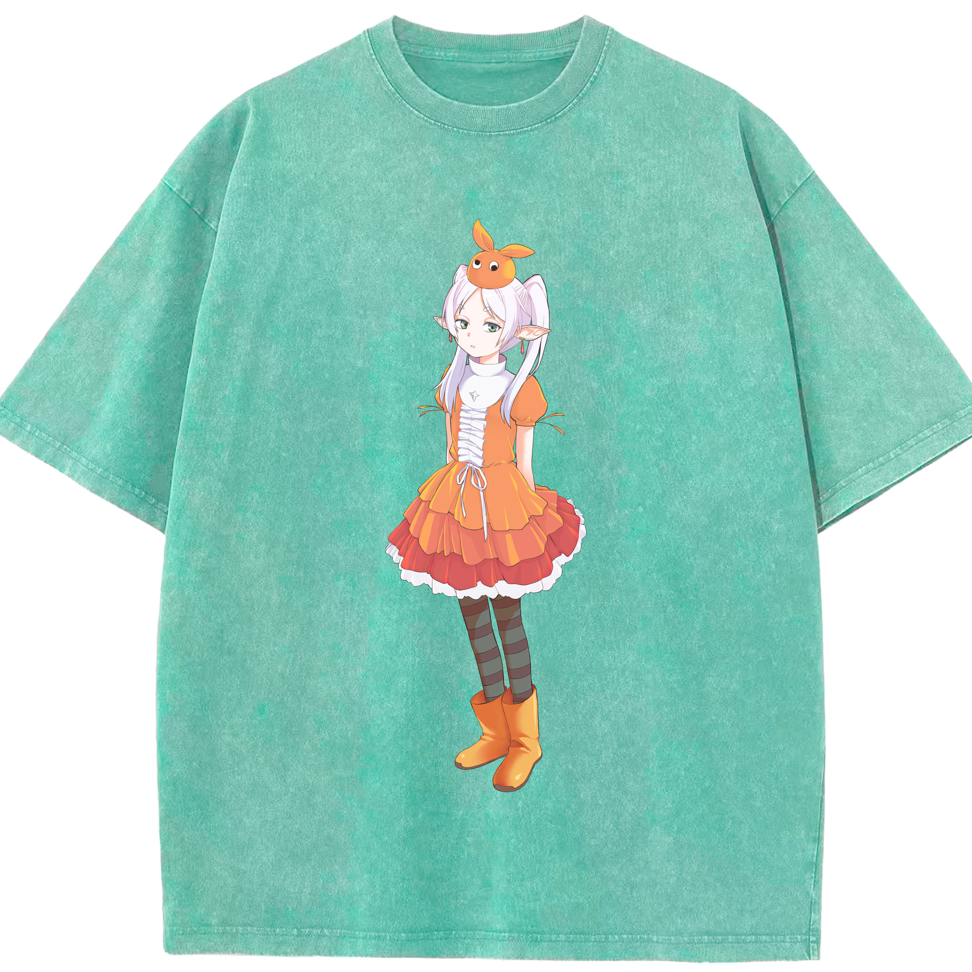 （画像用） 葬送のフリーレン Frieren 綿100% ヴィンテージ風 半袖Tシャツ（フロントプリント）